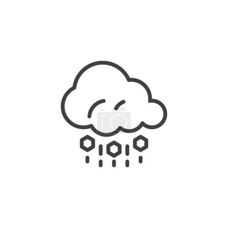 Hagellinien-Ikone. Lineares Stilschild für mobiles Konzept und Webdesign. Hagelkörner, die von Wolken fallen, umreißen das Vektorsymbol. Hagelwetter-Symbol, Logo-Illustration. Vektorgrafik