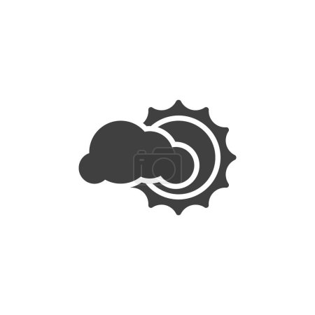 Wolken- und Sonnenvektorsymbol. gefüllte flache Schilder für mobiles Konzept und Webdesign. Sonne teilweise von Wolken verdeckt. Symbol für die Wettervorhersage, Logo-Illustration. Vektorgrafik