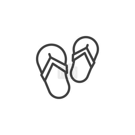 Flip Flops icône de ligne. signe de style linéaire pour concept mobile et web design. Tongs contour icône vectorielle. Symbole, illustration du logo. Graphiques vectoriels