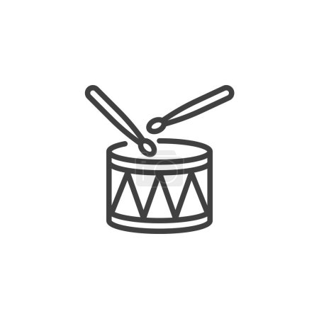 Ilustración de Tambor y tambores línea icono. signo de estilo lineal para el concepto móvil y el diseño web. Instrumento de música de tambor contorno icono vectorial. Símbolo, ilustración del logotipo. Gráficos vectoriales - Imagen libre de derechos