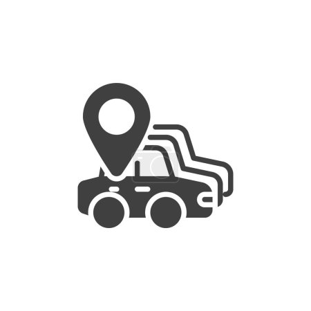 Fleet tracking and management vector icon. Vehicle and map pin filled flat sign for mobile concept and web design. Fleet Management glyph icon. Symbol, logo illustration. Vector graphics