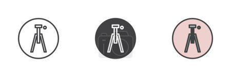 Camera tripod different style icon set. Line, glyph and filled outline colorful version, outline and filled vector sign. Image Stabilization symbol, logo illustration. Vector graphics