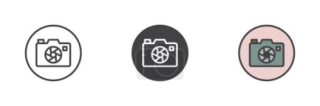 Illustration for Camera Shutter different style icon set. Line, glyph and filled outline colorful version, outline and filled vector sign. Aperture symbol, logo illustration. Vector graphics - Royalty Free Image