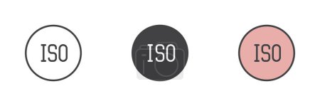 ISO sensitivity photo camera mode different style icon set. Line, glyph and filled outline colorful version, outline and filled vector sign. Camera manual setting symbol, logo illustration.