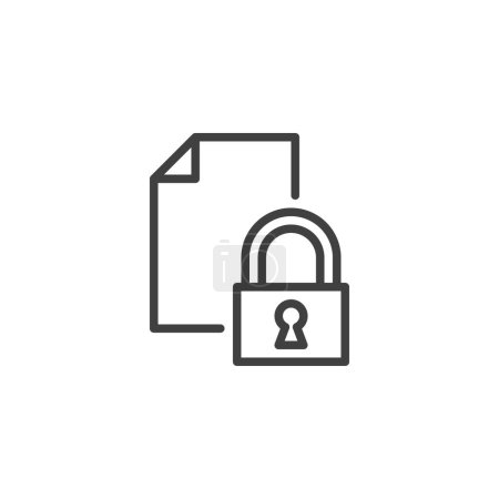 Encryption, encoding information line icon. linear style sign for mobile concept and web design. Document file and lock outline vector icon. Symbol, logo illustration. Vector graphics