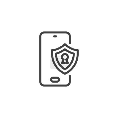 Mobile Endpoint Security line icon. Phone protection shield linear style sign for mobile concept and web design. Smartphone security outline vector icon. Symbol, logo illustration. Vector graphics