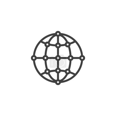 Photo for Networking infrastructure line icon. Global network connection linear style sign for mobile concept and web design. Network grid outline vector icon. Symbol, logo illustration. Vector graphics - Royalty Free Image