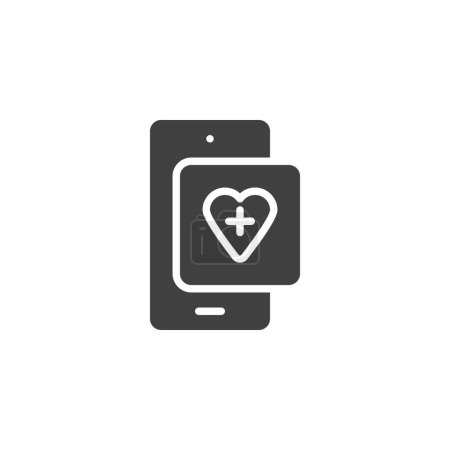 Photo for Smartphone health monitoring vector icon. filled flat sign for mobile concept and web design. Mobile Health App glyph icon. Symbol, logo illustration. Vector graphics - Royalty Free Image