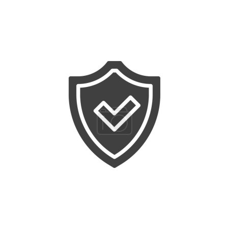 Photo for Shield with check mark vector icon. filled flat sign for mobile concept and web design. Security shield glyph icon. Cyber security symbol, logo illustration. Vector graphics - Royalty Free Image