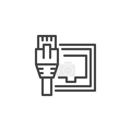 Photo for Network Cable and Socket line icon. LAN port linear style sign for mobile concept and web design. Ethernet connector outline vector icon. Symbol, logo illustration. Vector graphics - Royalty Free Image