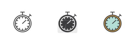 Photo for Stopwatch different style icon set. Line, glyph and filled outline colorful version, outline and filled vector sign. Timer symbol, logo illustration. Vector graphics - Royalty Free Image