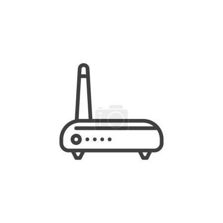 Photo for Wifi modem line icon. linear style sign for mobile concept and web design. Modem or router outline vector icon. Symbol, logo illustration. Vector graphics - Royalty Free Image