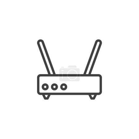 Photo for Router device line icon. linear style sign for mobile concept and web design. Router antenna outline vector icon. Wifi modem symbol, logo illustration. Vector graphics - Royalty Free Image