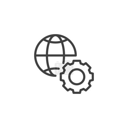 Photo for Network Configuration line icon. linear style sign for mobile concept and web design. Globe and gear outline vector icon. Symbol, logo illustration. Vector graphics - Royalty Free Image