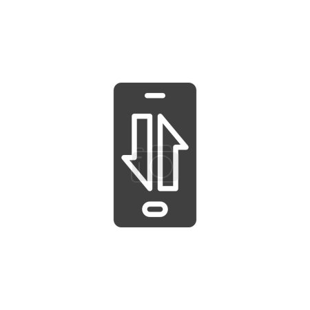 Photo for Mobile Data Transfer vector icon. Smartphone with arrows filled flat sign for mobile concept and web design. Cellular data connection glyph icon. Symbol, logo illustration. Vector graphics - Royalty Free Image
