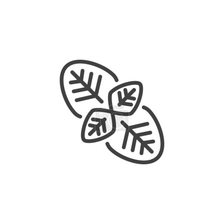 Oregano leaves line icon. linear style sign for mobile concept and web design. Oregano leaf outline vector icon. Symbol, logo illustration. Vector graphics