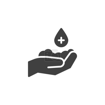 Foto de Mano jabón desinfectante icono del vector. signo plano lleno para el concepto móvil y el diseño web. Lavarse la mano con el icono del glifo desinfectante. Símbolo, ilustración del logotipo. Gráficos vectoriales - Imagen libre de derechos