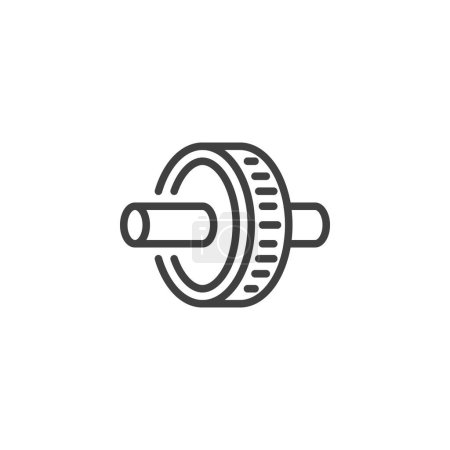 Foto de Ab Roller Wheel line icon (en inglés). signo de estilo lineal para el concepto móvil y el diseño web. Ejercicio rueda contorno vector icono. Símbolo, ilustración del logotipo. Gráficos vectoriales - Imagen libre de derechos