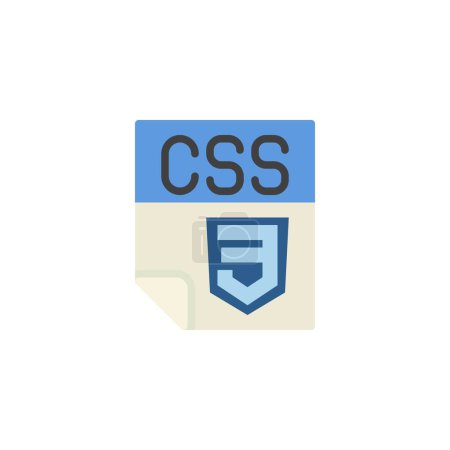 Foto de Archivo CSS icono plano, signo vectorial, pictograma colorido aislado en blanco. Símbolo, ilustración del logotipo. Diseño de estilo plano - Imagen libre de derechos