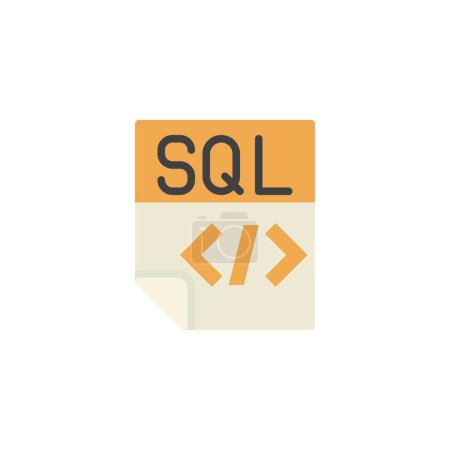 SQL-Datei flaches Symbol, Vektorzeichen, buntes Piktogramm auf weiß isoliert. Symbol, Logoabbildung. Flaches Design