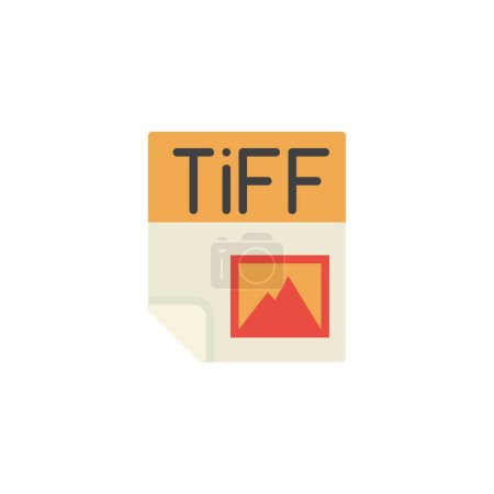 TIFF-Dateiformat flaches Symbol, Vektorzeichen, buntes Piktogramm auf weiß isoliert. Symbol, Logoabbildung. Flaches Design