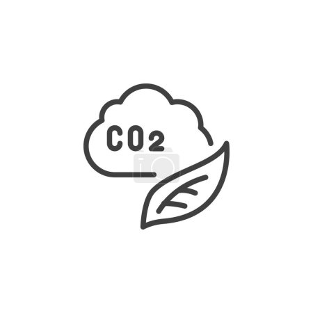 Carbon neutrality line icon. CO2 cloud and leaf linear style sign for mobile concept and web design. Carbon emissions and absorption outline vector icon. Symbol, logo illustration. Vector graphics