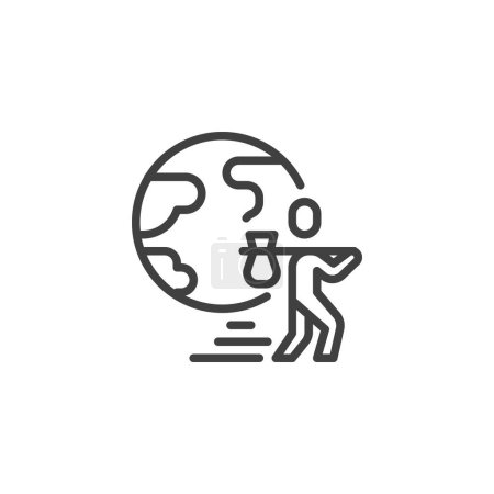 Climate Refugees line icon. linear style sign for mobile concept and web design. People migrate outline vector icon. Symbol, logo illustration. Vector graphics