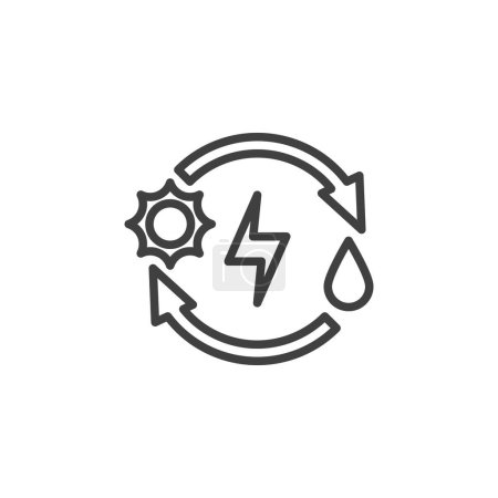 Foto de Renewable Resources line icon. linear style sign for mobile concept and web design. Renewable Energy outline vector icon. Symbol, logo illustration. Vector graphics - Imagen libre de derechos