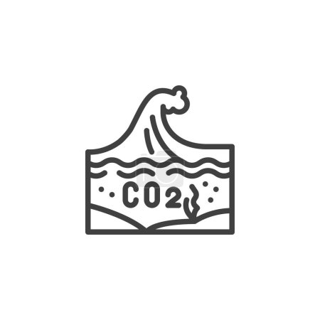Ocean Acidification line icon. linear style sign for mobile concept and web design. Ocean and CO2 emissions outline vector icon. Symbol, logo illustration. Vector graphics