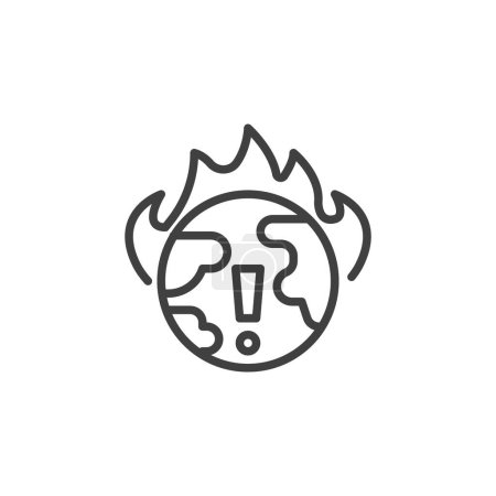 Foto de Climate Emergency line icon. Planet globe with fire linear style sign for mobile concept and web design. Global warming outline vector icon. Symbol, logo illustration. Vector graphics - Imagen libre de derechos