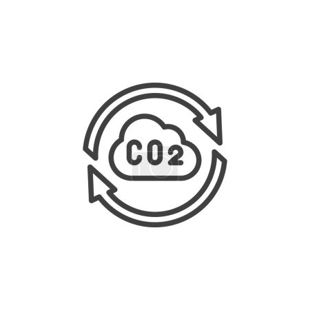 Carbon Sequestration line icon. linear style sign for mobile concept and web design. Carbon dioxide cloud and arrows outline vector icon. Symbol, logo illustration. Vector graphics