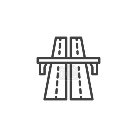 Ilustración de Icono de línea de carretera. signo de estilo lineal para el concepto móvil y el diseño web. Vector de contorno de carretera multi-carril icono. Símbolo, ilustración del logotipo. Gráficos vectoriales - Imagen libre de derechos