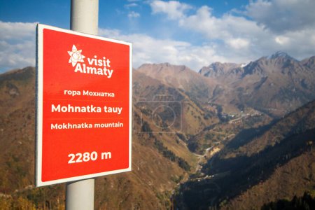 Photo for On the top of Mount Mokhnatka next to Medeu with a view of the Chimbulak ski resort in summer. Domestic tourism in Kazakhstan. Almaty, Kazakhstan - September 05, 2022 - Royalty Free Image