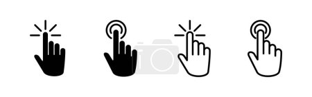 Téléchargez les illustrations : Main cliquez sur icône vecteur. cliquez sur l'icône doigt. icône de pointeur - en licence libre de droit