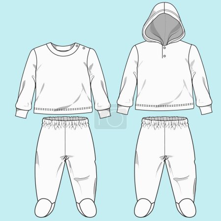 Illustration for Flat drawing baby clothes design template kids fashion design - Royalty Free Image