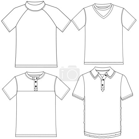 Illustration for Spring and autumn fashion color block silhouette t-shirt set - Royalty Free Image