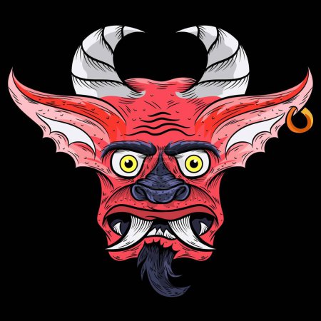Illustration for Bring your nightmares to life with a demon head illustration, designed in vector format for flexibility and high production quality - Royalty Free Image