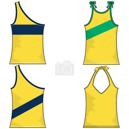 collection of beach sports clothing and blouses for men and women, with cuts or blocks, colors already in simulation for a set of different sports. fashion flat stroke.