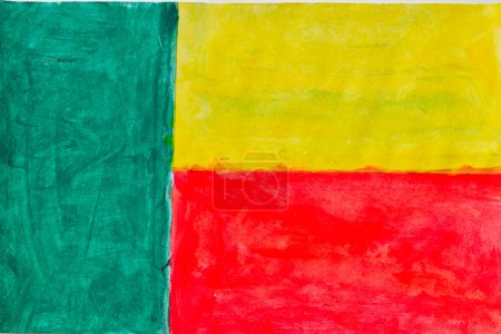 Téléchargez les photos : Flag of Benin painted with watercolors on cardboard. - en image libre de droit