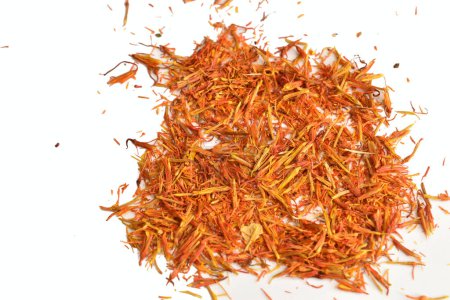 Ground saffron spice for cooking meat dishes.