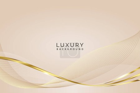 Téléchargez les illustrations : Élégantes lignes dorées sur un fond de luxe couleur crème - en licence libre de droit