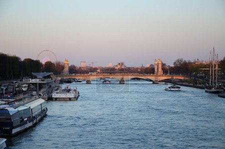 Paris, France 03.24.2017: Seine River banks in autumn