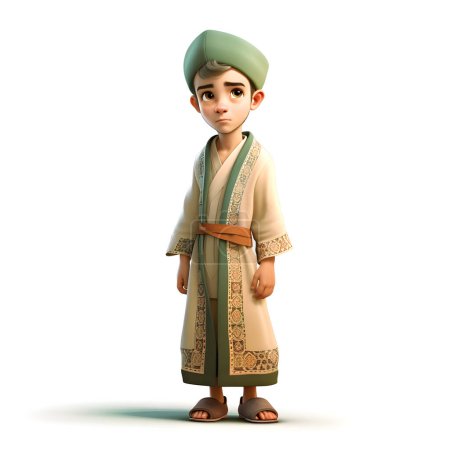 Photo for 3D rendering of a little boy wearing a turban on white background - Royalty Free Image