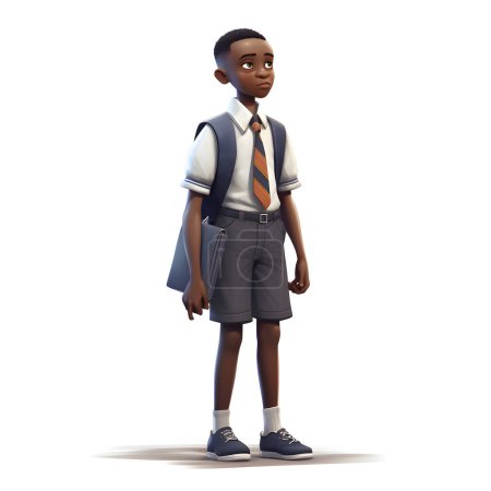 Foto de Representación en 3D de un niño de escuela con una mochila sobre un fondo blanco - Imagen libre de derechos