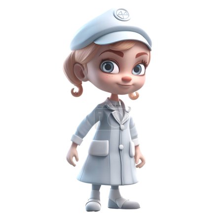 Photo for Cartoon character of a nurse on a white background. 3d rendering - Royalty Free Image
