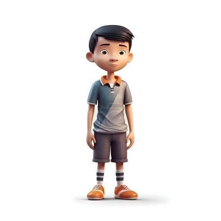Photo for 3d illustration of a cute boy standing isolated on white background. - Royalty Free Image