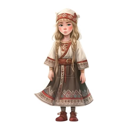 Photo for 3d rendering of a little girl in a national costume of Belarus - Royalty Free Image