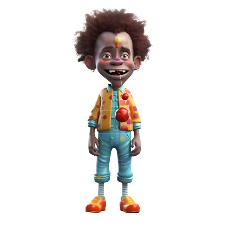 Téléchargez les photos : 3D Render d'un petit garçon afro-américain avec maquillage Halloween - en image libre de droit