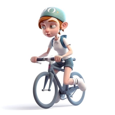Photo for 3D Render of a Little Boy riding a bicycle with a helmet - Royalty Free Image