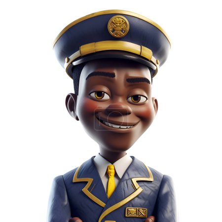 Téléchargez les photos : Illustration 3D d'un petit garçon souriant comme pilote - en image libre de droit